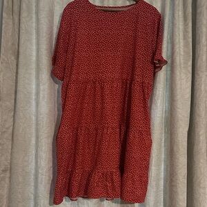 4/$15 Red knee length Polka Dot Women's Dress with pockets Sz xl